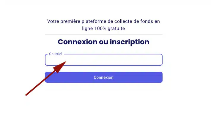 Tapez votre courriel et cliquez sur Connexion.