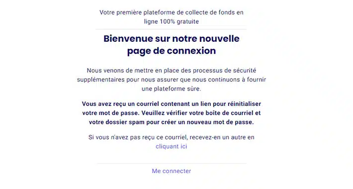 Comme c'est la première fois,Un message vous explique que vous avez reçu un courriel.