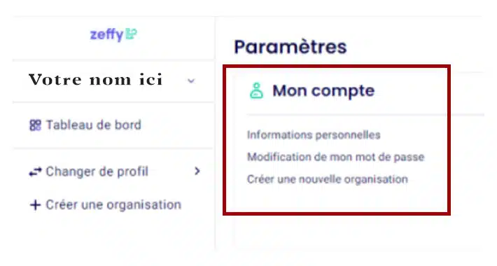 Voici le menu des paramètres.