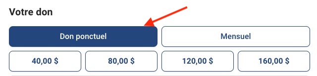 Cliquez sur le bouton Ponctuel pour faire un seul don